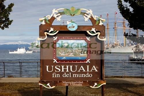 Ushuaia fin del mundo end of the world sign Argentina