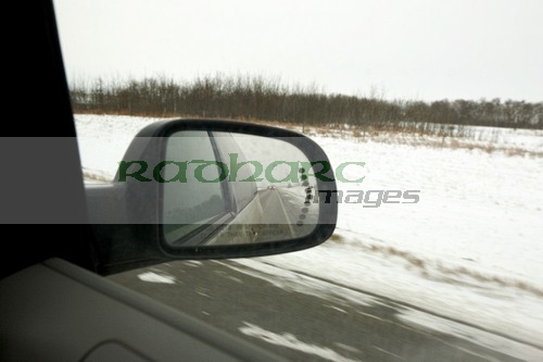 driving along frozen highway