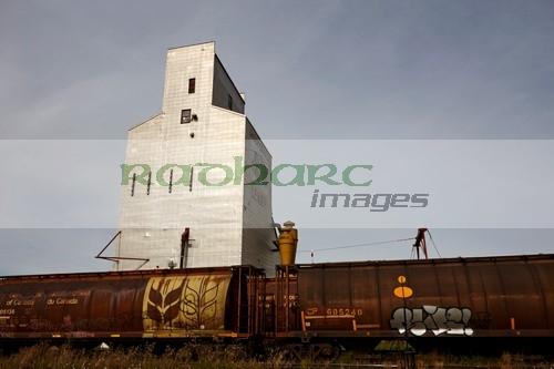 grain elevator with bulk transport train in leader Saskatchewan Canada