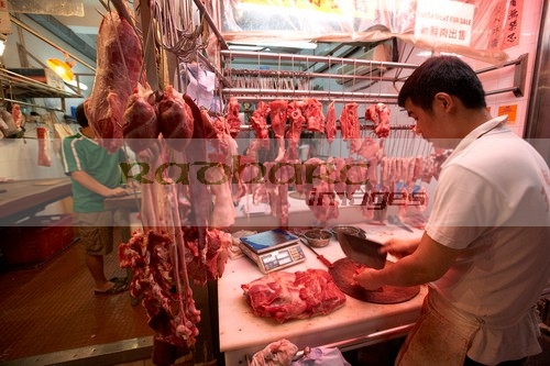 Chinese pork butcher stall