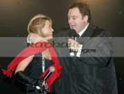 Rachel-Stevens-Eamonn-Holmes-at-the-switch-on-Belfasts-Christmas-lights,-Belfast-City-Hall,-Northern-Ireland-UK