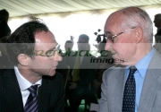 Martin-ONeill-talks-to-Dickie-Best-George-Bests-father-at-George-Best-airport-renaming-ceremony,-Belfast-City-Airport,-Belfast,-Northern-Ireland.