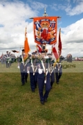 female-standard-carriers-for-loyalist-flute-band-during-12th-July-Orangefest-celebrations-in-Dromara-county-down-northern-ireland