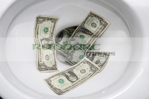 throwing dollars down the toilet