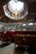 The-Great-Room-dining-room-at-the-five-star-Merchant-Hotel-in-Waring-Street,-Cathedral-Quarter,-Belfast,-Northern-Ireland,-UK.-The-Merchant-is-housed-in-Grade-1-listed-building,-previously-the-headquarters-the-Ulster-Bank-completed-in-1860.-The-Bar-at-the-Merchant-Hotel-is-the-home-the-worlds-most-expensive-cocktail,-the-original-Mai-Tai-at-750UKP.
