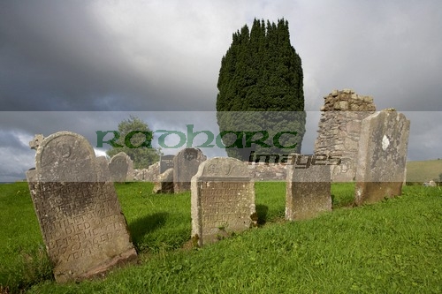 18th-century-irish-gravestones-next-to-the-ruins-St-Kierans-errigal-keerogue-church-county-tyrone-