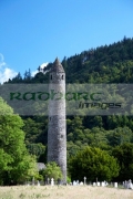 St-Kevins-Round-Tower-graveyard-at-Glendalough-monastic-site-county-wicklow-ireland