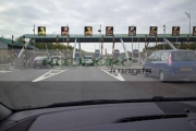 approaching-M6-toll-road-booth-plaza-motorway-england-uk